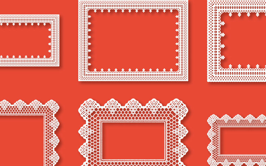 Intra απο ξύλο plywood 3mm-4mm πάχος – Six Border Lace Frame Design Δίασταση  40x30 cm INTRAFABR-112431403