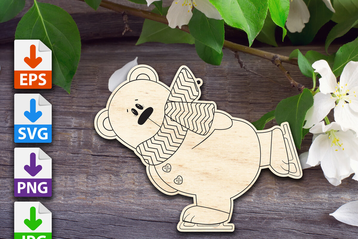 Σετ των 2 Intra απο ξύλο plywood 3mm-4mm πάχος – Στολίδι για πατινάζ αρκούδα Δίασταση  20x20 cm INTRAFABR-52999100