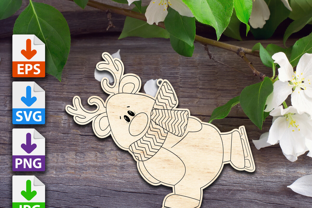 Σετ των 2 Intra απο ξύλο plywood 3mm-4mm πάχος – Στολίδι για πατινάζ Rudolph Δίασταση  20x20 cm INTRAFABR-53001091