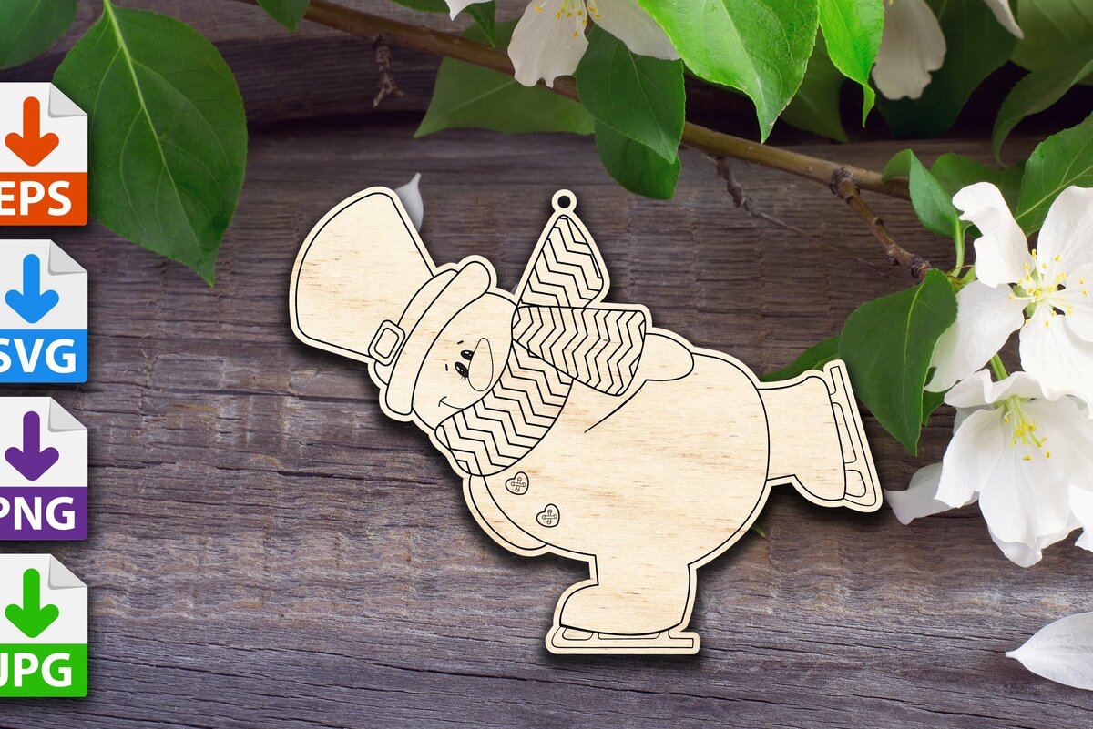 Σετ των 2 Intra απο ξύλο plywood 3mm-4mm πάχος – Στολίδι Χιονάνθρωπος για πατινάζ Δίασταση  20x20 cm INTRAFABR-38785596