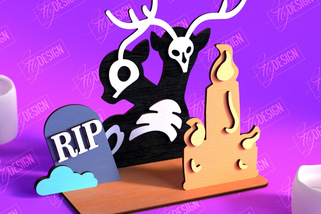 Σετ των 2 Intra απο ξύλο plywood 3mm-4mm πάχος – Skeleton Animals Shelf Sitter | Αρχείο CNC Δίασταση  20x20 cm INTRAFABR-102240086