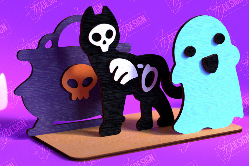 Σετ των 2 Intra απο ξύλο plywood 3mm-4mm πάχος – Skeleton Animals Shelf Sitter | Αρχείο CNC Δίασταση  20x20 cm INTRAFABR-102240077