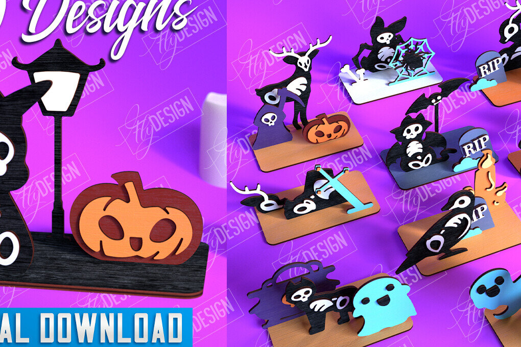 Σετ των 2 Intra απο ξύλο plywood 3mm-4mm πάχος – Skeleton Animals Shelf Sitters Bundle Δίασταση  20x20 cm INTRAFABR-102240258