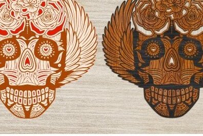 Σετ των 2 Intra απο ξύλο plywood 3mm-4mm πάχος – Κρανίο Δίασταση  20x20 cm INTRAFABR-32437162