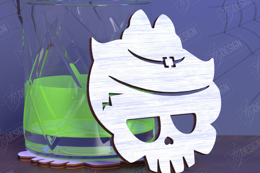 Σετ των 2 Intra απο ξύλο plywood 3mm-4mm πάχος – Skull Coaster| Ποτά σουβέρ Δίασταση  20x20 cm INTRAFABR-123844708