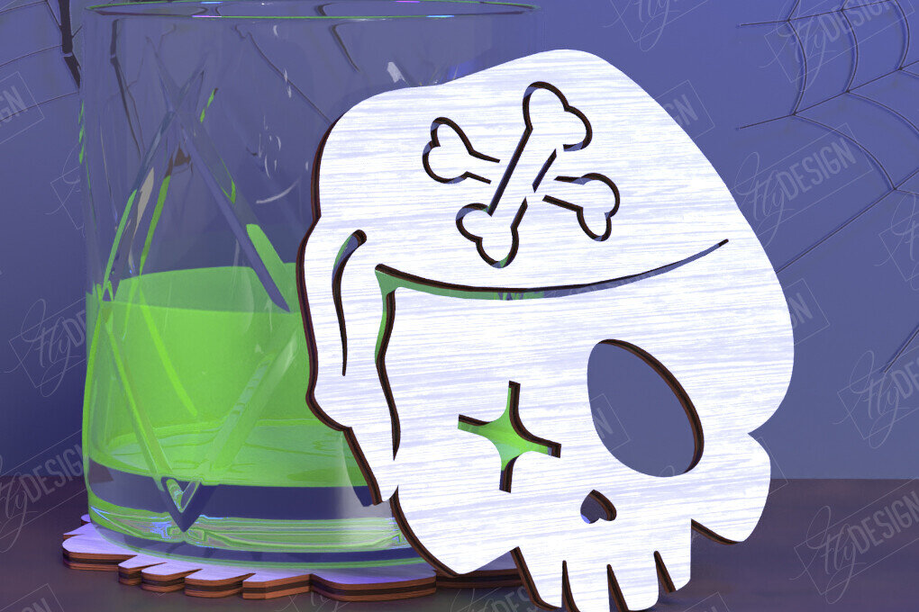 Σετ των 2 Intra απο ξύλο plywood 3mm-4mm πάχος – Skull Coaster| Ποτά σουβέρ Δίασταση  20x20 cm INTRAFABR-123844712