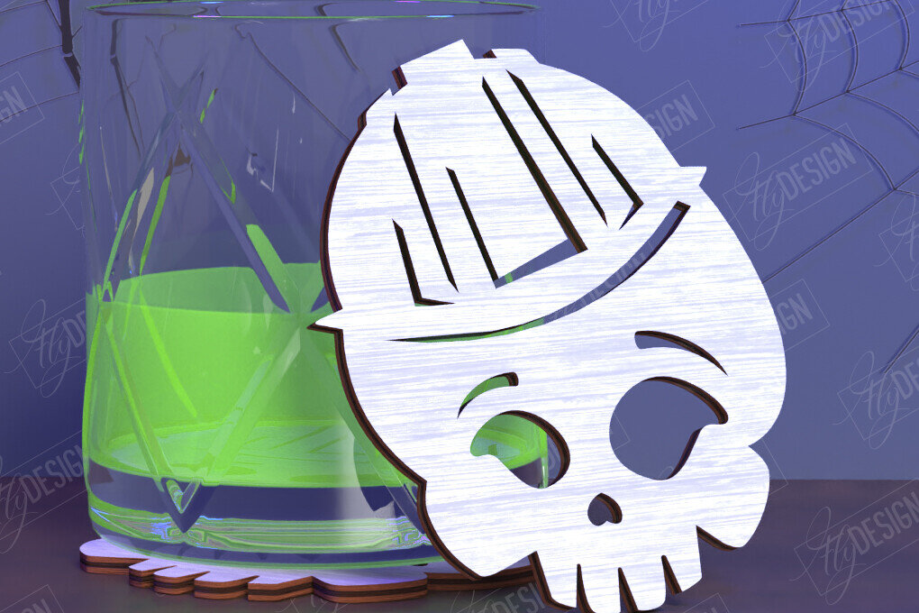 Σετ των 2 Intra απο ξύλο plywood 3mm-4mm πάχος – Skull Coaster| Ποτά σουβέρ Δίασταση  20x20 cm INTRAFABR-123844707