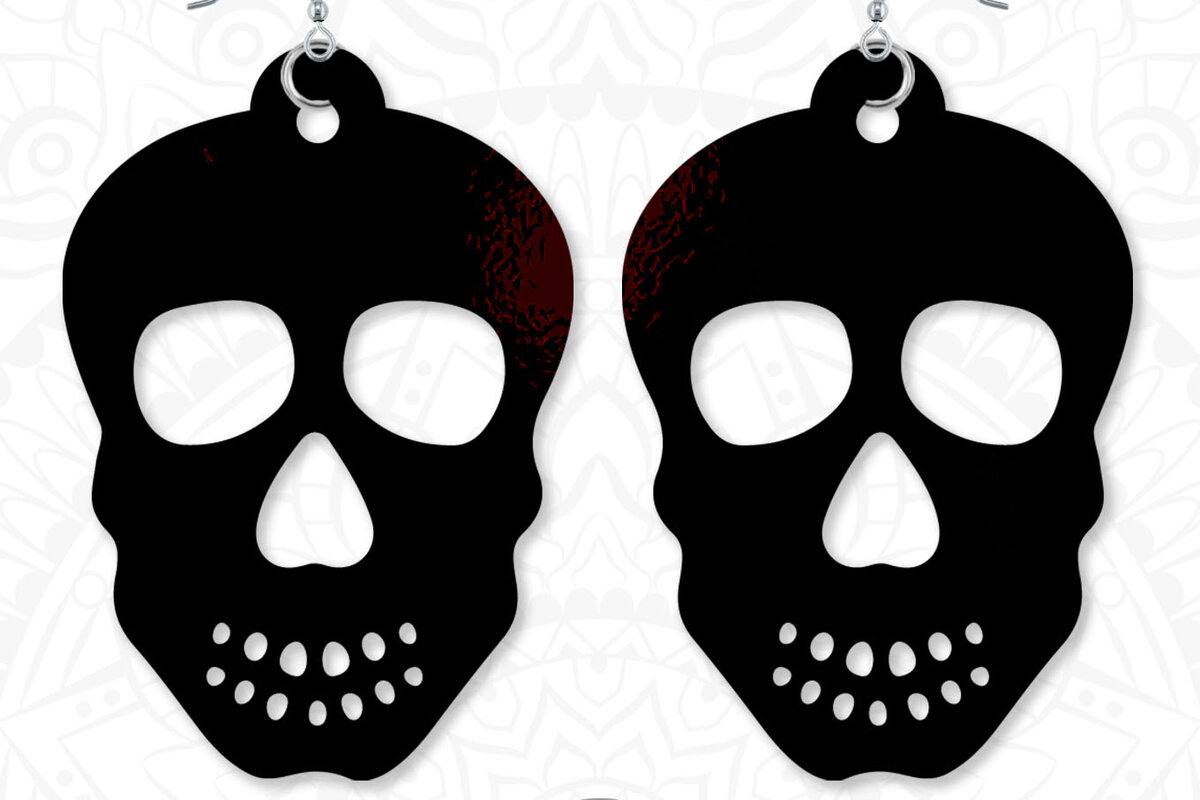Σετ των 2 Intra απο ξύλο plywood 3mm-4mm πάχος – Skull Earrings, Sugar Skull Jewelry Δίασταση  5x5 cm INTRAFABR-8159153