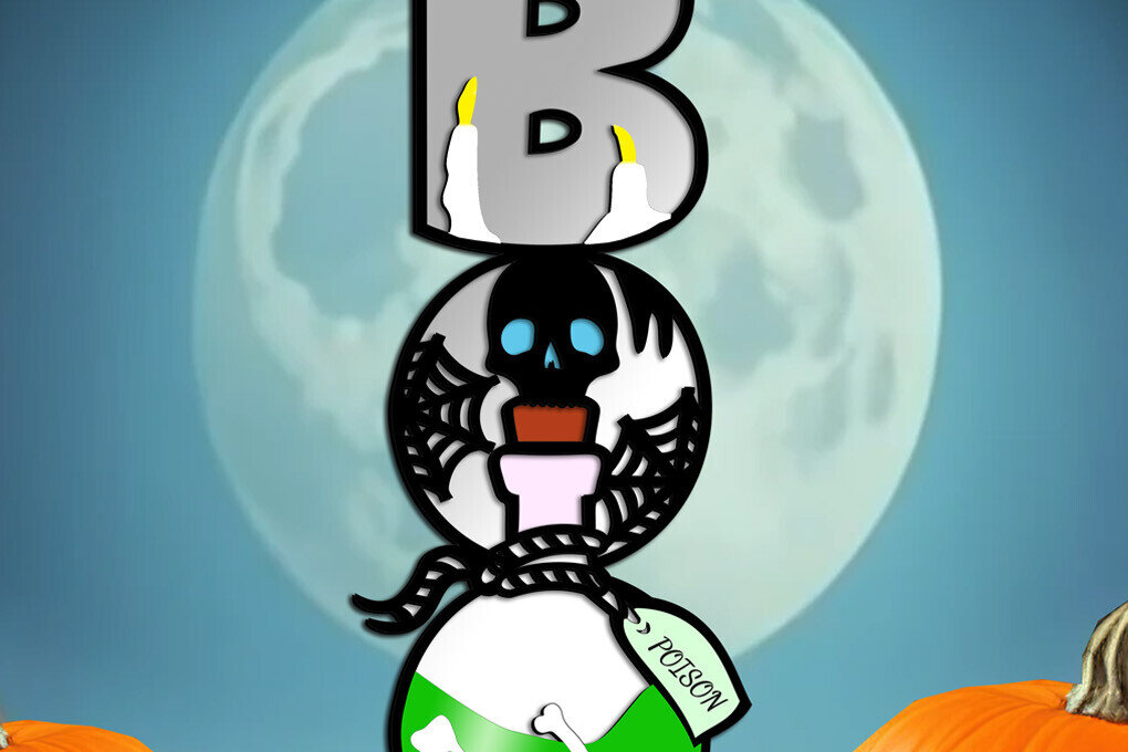 Σετ των 2 Intra απο ξύλο plywood 3mm-4mm πάχος – Κρανίο αποκριάτικο στολίδι πόρτας κρέμεται Δίασταση  20x20 cm INTRAFABR-103581105