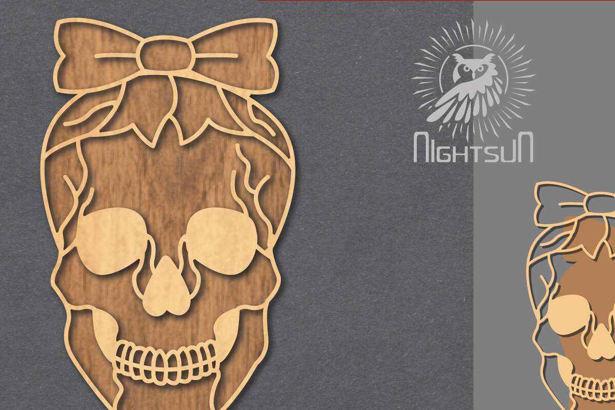 Σετ των 2 Intra απο ξύλο plywood 3mm-4mm πάχος – Κρανίο με αξεσουάρ Δίασταση  20x20 cm INTRAFABR-124402689