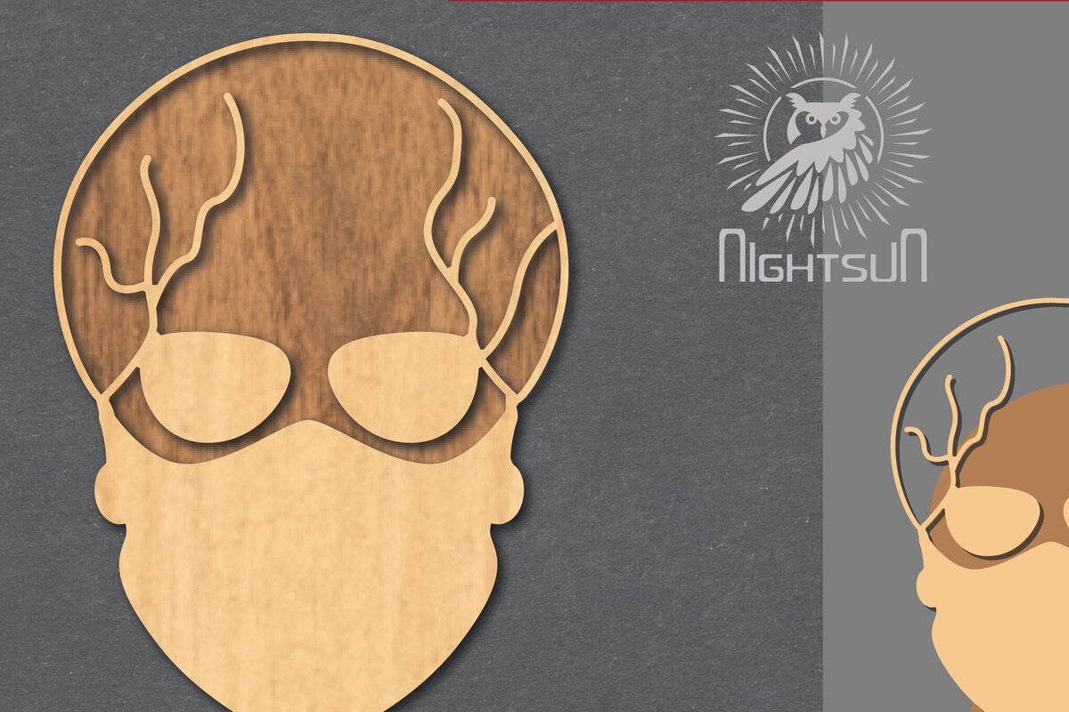 Σετ των 2 Intra απο ξύλο plywood 3mm-4mm πάχος – Κρανίο με αξεσουάρ Δίασταση  20x20 cm INTRAFABR-124402693