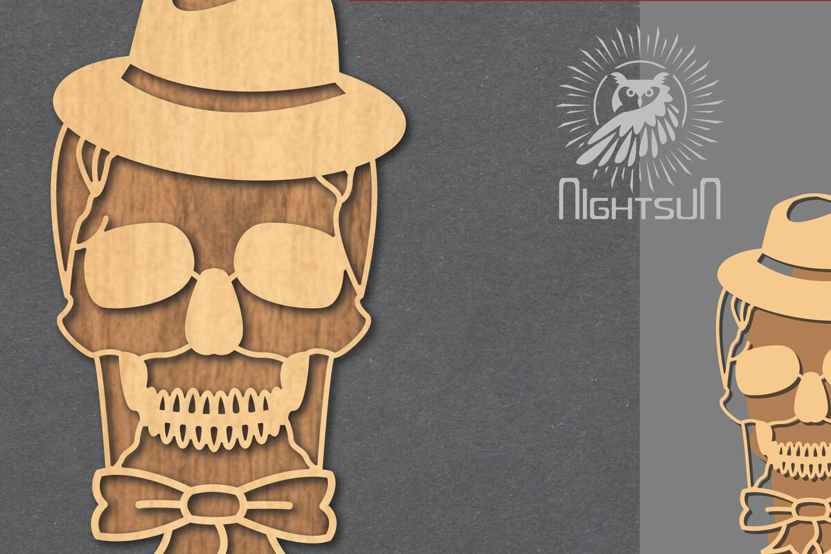 Σετ των 2 Intra απο ξύλο plywood 3mm-4mm πάχος – Κρανίο με αξεσουάρ Δίασταση  20x20 cm INTRAFABR-124402742