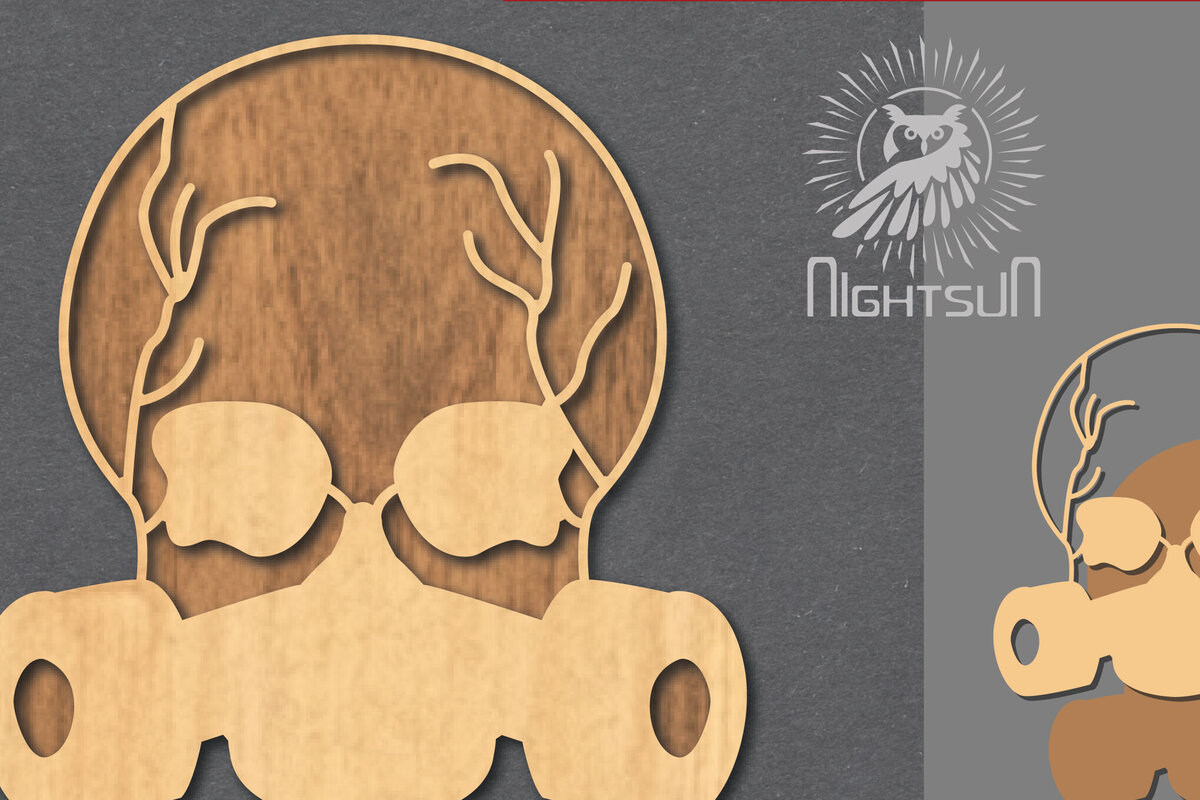 Σετ των 2 Intra απο ξύλο plywood 3mm-4mm πάχος – Κρανίο με αξεσουάρ Δίασταση  20x20 cm INTRAFABR-124402744