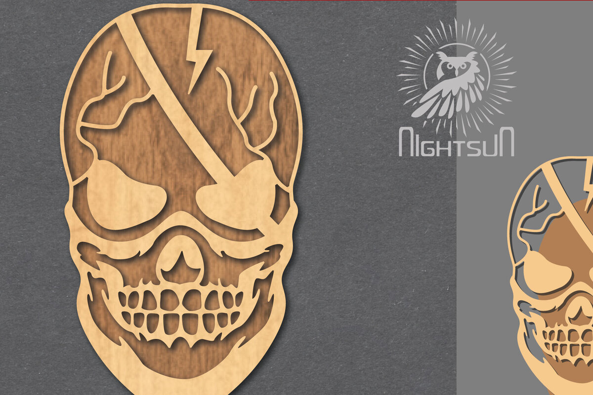 Σετ των 2 Intra απο ξύλο plywood 3mm-4mm πάχος – Κρανίο με αξεσουάρ Δίασταση  20x20 cm INTRAFABR-124402748