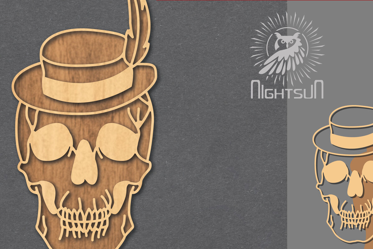 Σετ των 2 Intra απο ξύλο plywood 3mm-4mm πάχος – Κρανίο με αξεσουάρ Δίασταση  20x20 cm INTRAFABR-124402681