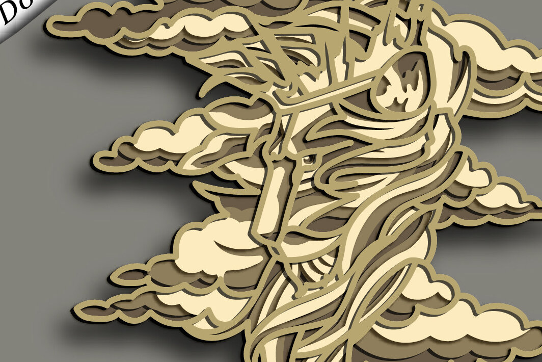 Σετ των 2 Intra απο ξύλο plywood 3mm-4mm πάχος – Sky Lion Multilayer/Lion Mandala Δίασταση  20x20 cm INTRAFABR-65639612