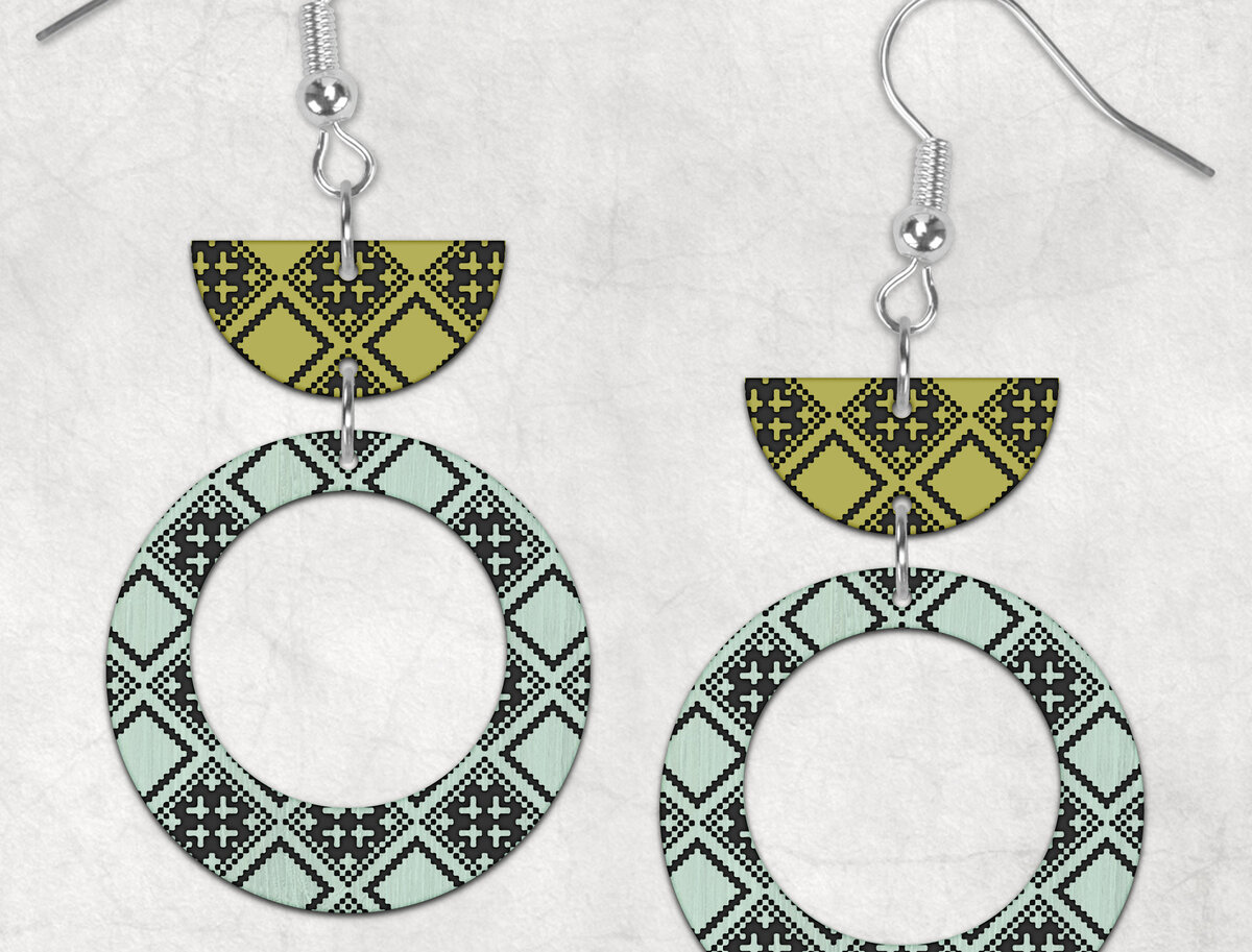 Σετ των 3 Intra απο ξύλο plywood 3mm-4mm πάχος – Σλαβικά γεωμετρικά σκουλαρίκια Boho Δίασταση  5x5 cm INTRAFABR-26855599