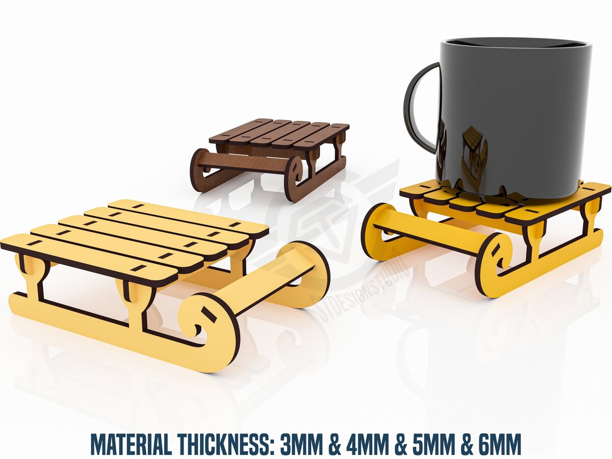 Σετ των 2 Intra απο ξύλο plywood 3mm-4mm πάχος – ΑρχείαSleigh Δίασταση  20x20 cm INTRAFABR-119476551