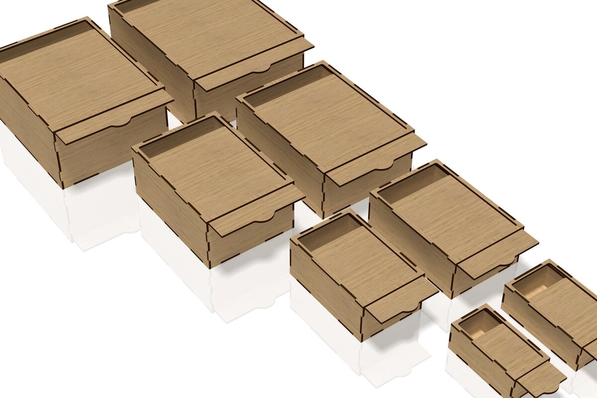 Σετ των 2 Intra απο ξύλο plywood 3mm-4mm πάχος – Slide Box, Δίασταση  20x20 cm INTRAFABR-40581135