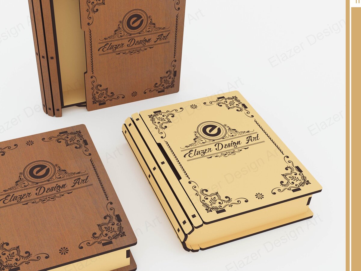 Σετ των 2 Intra απο ξύλο plywood 3mm-4mm πάχος – Slider Book Box Αρχεία Δίασταση  20x20 cm INTRAFABR-77948118