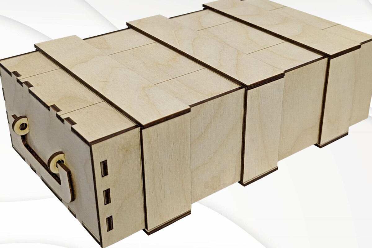 Σετ των 2 Intra απο ξύλο plywood 3mm-4mm πάχος – Κουτί δώρου Slider με μυστικό διαμέρισμα Δίασταση  20x20 cm INTRAFABR-124400460