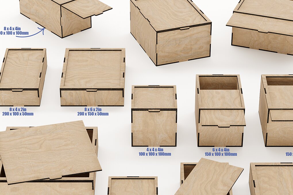 Σετ των 2 Intra απο ξύλο plywood 3mm-4mm πάχος – Sliding LStorage Box - Πακέτο 24 Δίασταση  20x20 cm INTRAFABR-89608880