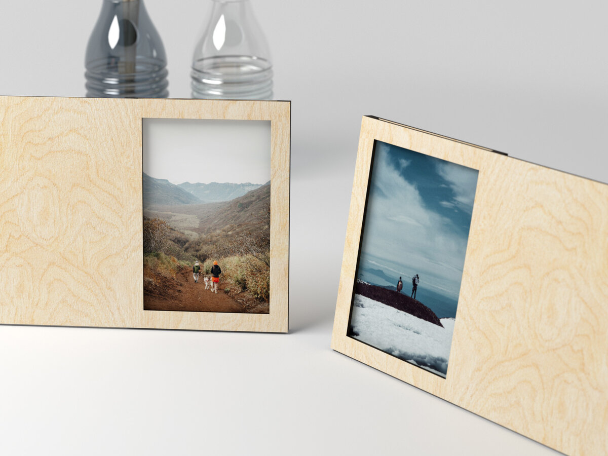 Σετ των 2 Intra απο ξύλο plywood 3mm-4mm πάχος – Κουλοχέρη Κορνίζα Δίασταση  20x20 cm INTRAFABR-25548158