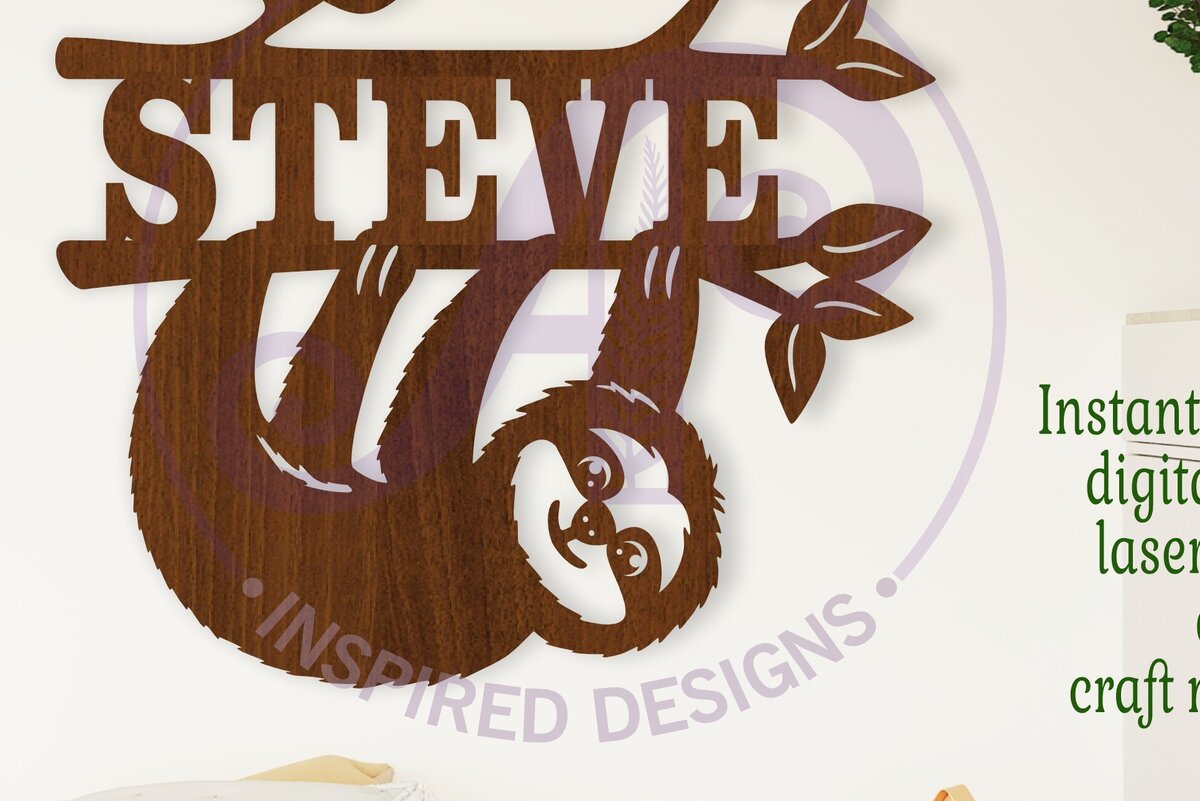 Σετ των 2 Intra απο ξύλο plywood 3mm-4mm πάχος – Sloth Κρεμαστή πινακίδα ονόματος Cut Laser Δίασταση  20x20 cm INTRAFABR-112231648