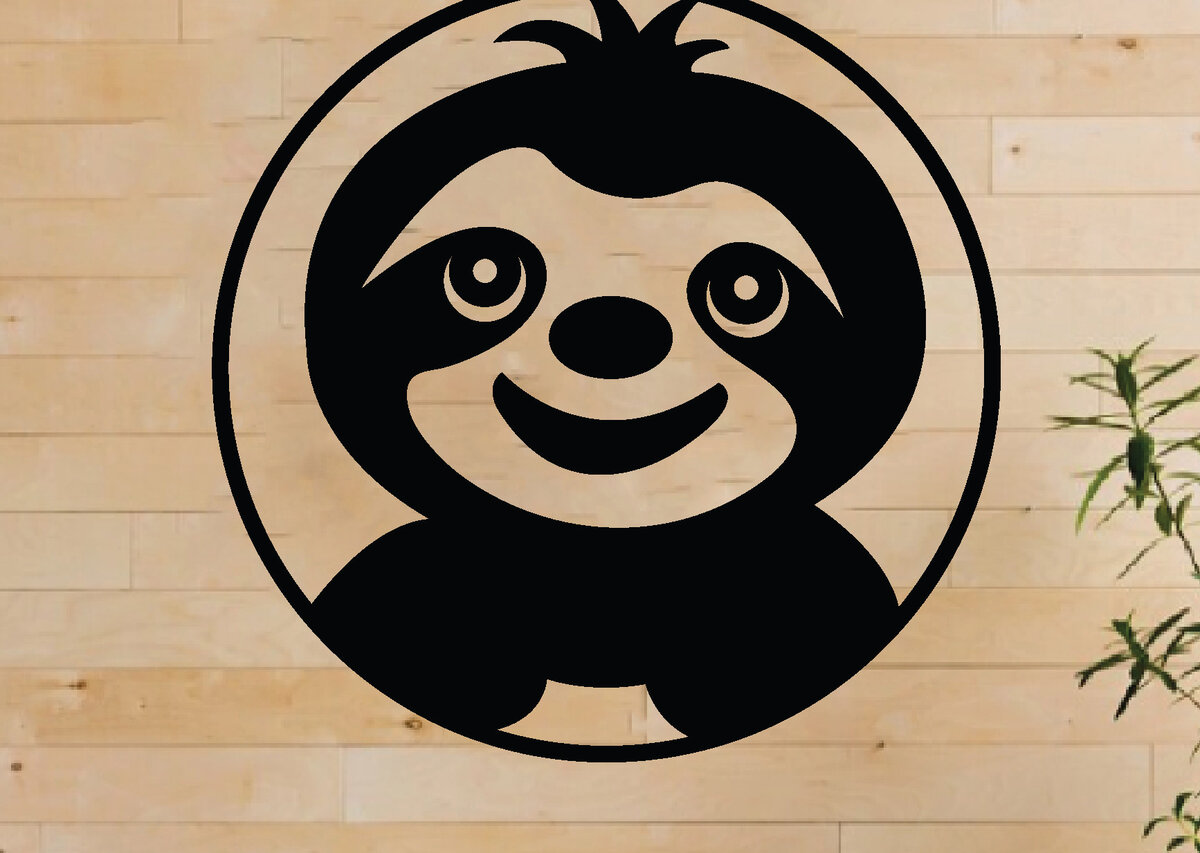 Σετ των 2 Intra απο ξύλο plywood 3mm-4mm πάχος – Αρχεία κοπής με λέιζερ Sloth, τέχνη τοίχου, Δίασταση  40x30 cm INTRAFABR-63745380