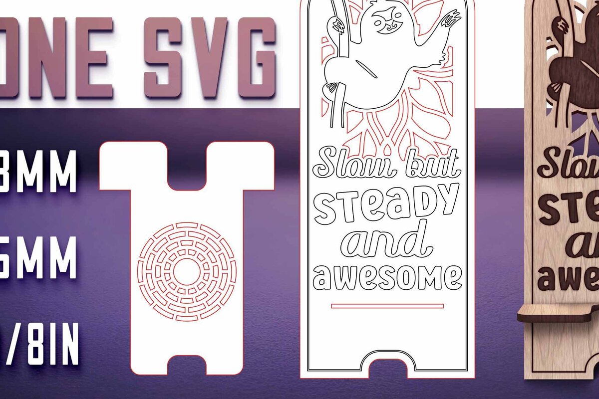 Σετ των 2 Intra απο ξύλο plywood 3mm-4mm πάχος – Sloth Stand Phone  Δίασταση  20x20 cm INTRAFABR-77458602