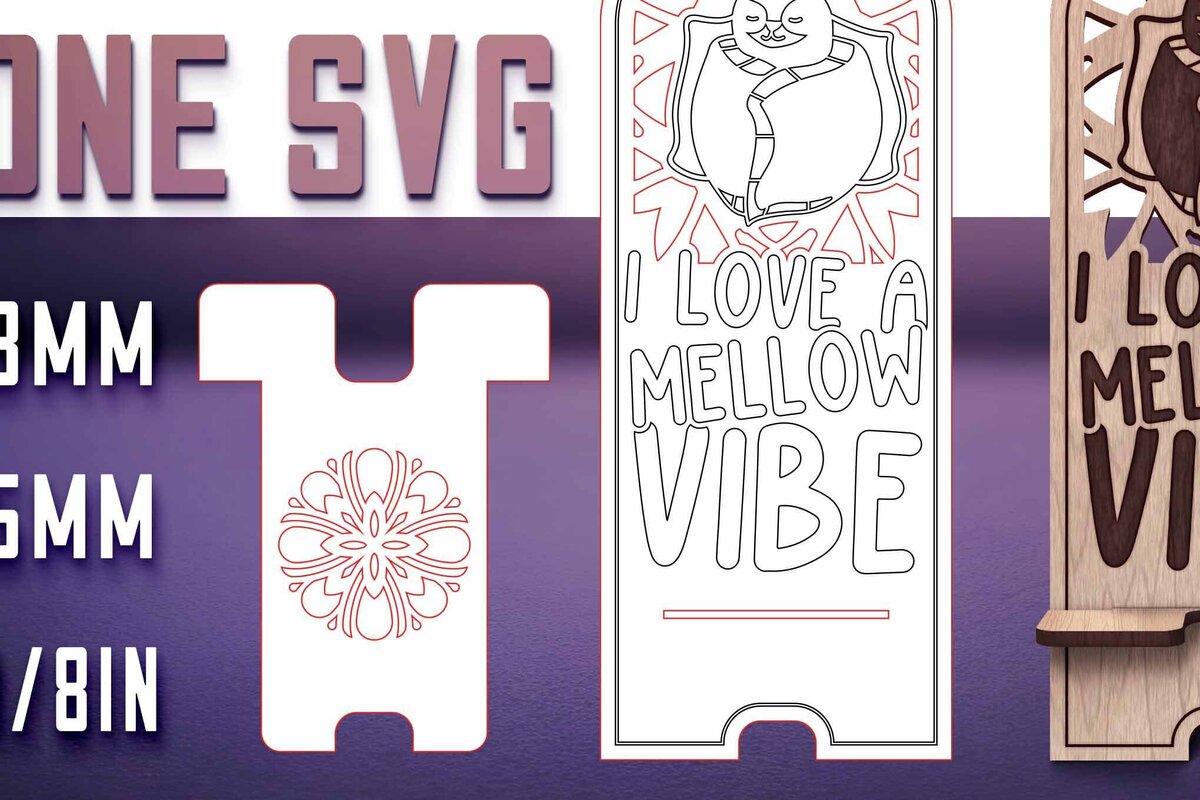 Σετ των 2 Intra απο ξύλο plywood 3mm-4mm πάχος – Sloth Stand Phone  Δίασταση  20x20 cm INTRAFABR-77458615