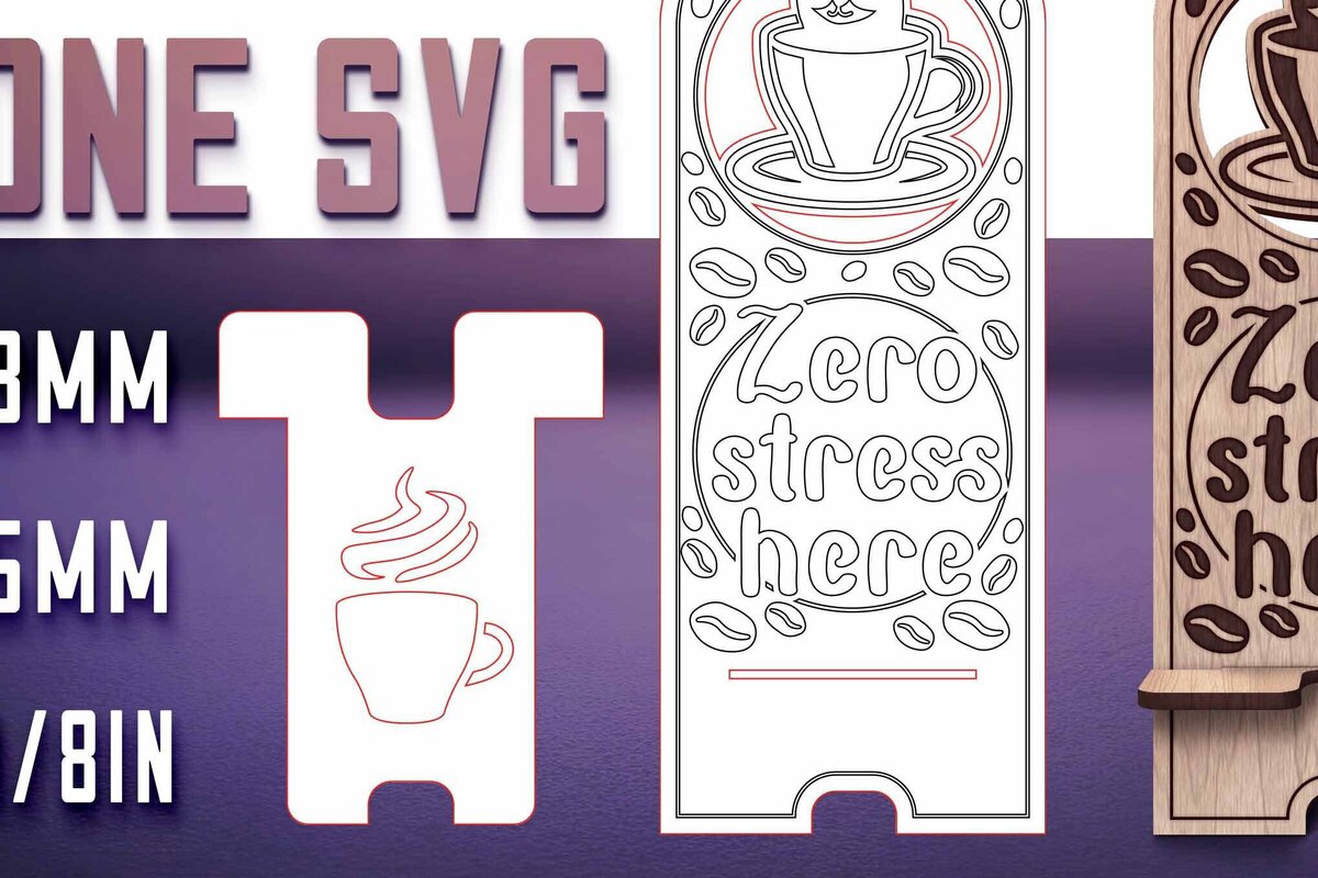 Σετ των 2 Intra απο ξύλο plywood 3mm-4mm πάχος – Sloth Stand Phone  Δίασταση  20x20 cm INTRAFABR-77458624