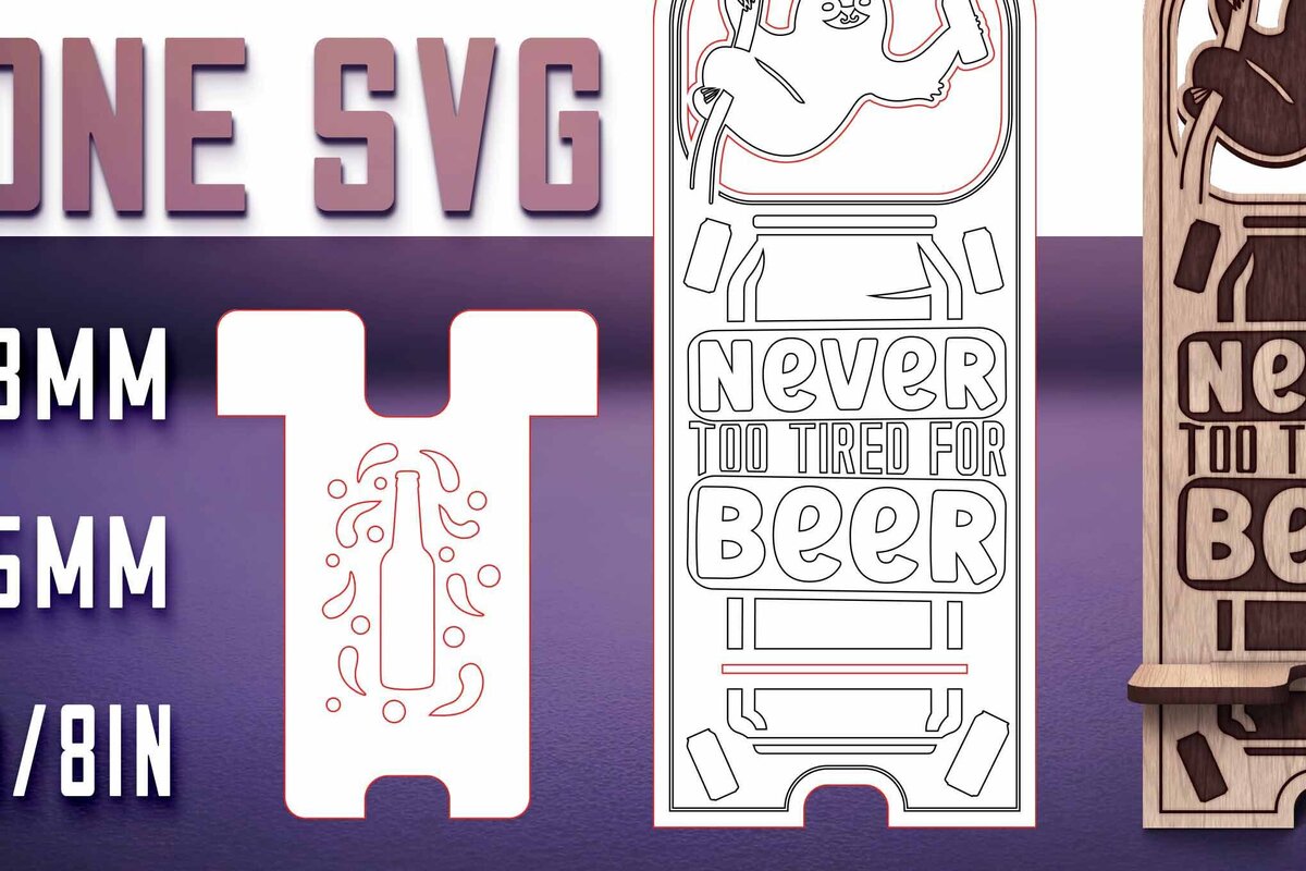 Σετ των 2 Intra απο ξύλο plywood 3mm-4mm πάχος – Sloth Stand Phone  Δίασταση  20x20 cm INTRAFABR-77458644