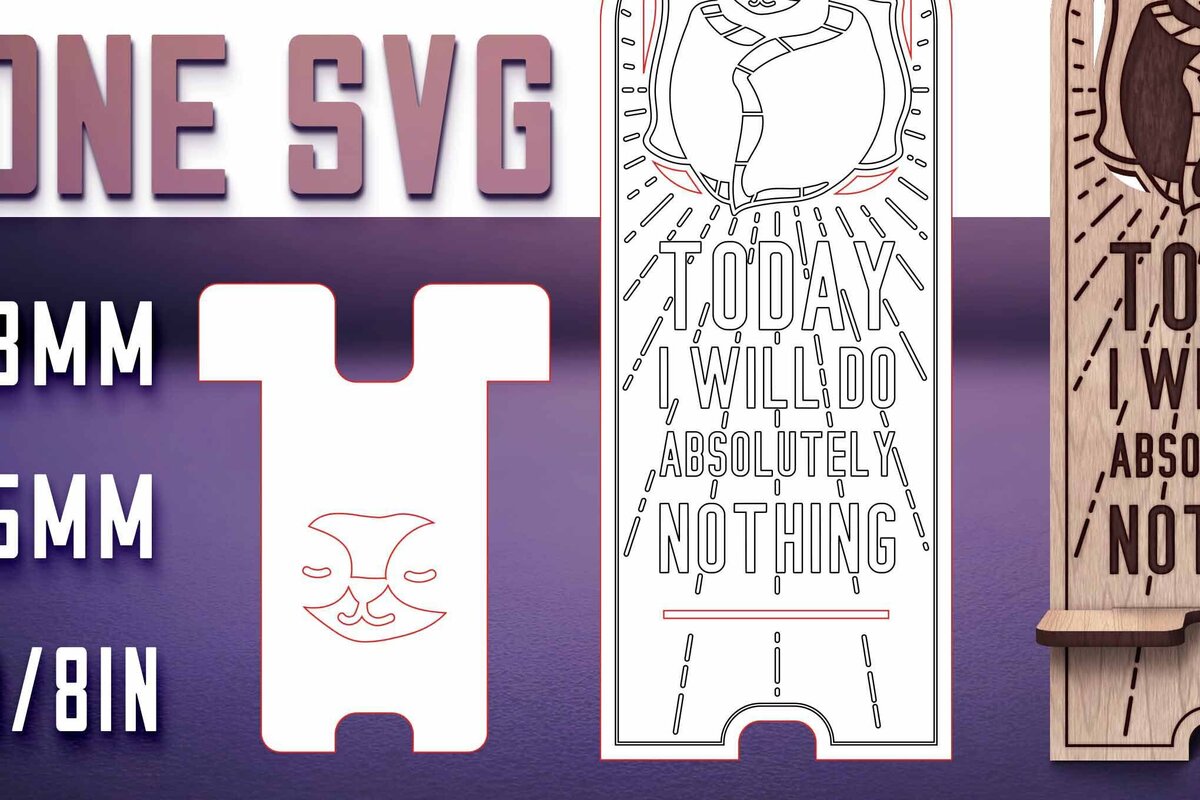 Σετ των 2 Intra απο ξύλο plywood 3mm-4mm πάχος – Sloth Stand Phone  Δίασταση  20x20 cm INTRAFABR-77458460