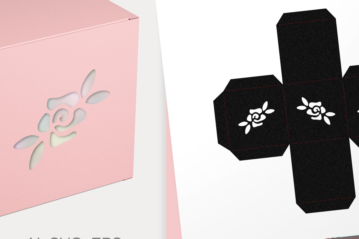 Σετ των 2 Intra απο ξύλο plywood 3mm-4mm πάχος – Κουτί δώρου Small Zig Zag Roses Cube Δίασταση  20x20 cm INTRAFABR-64976222