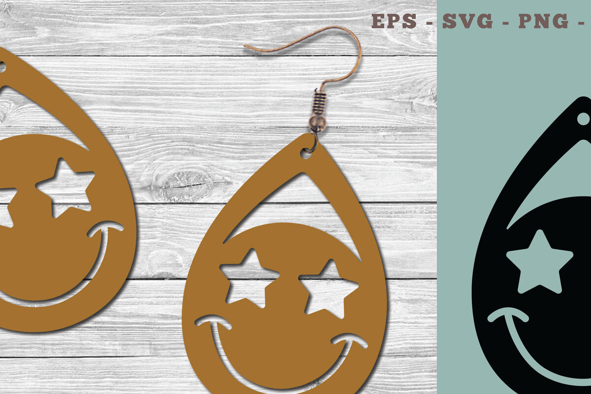 Σετ των 3 Intra απο ξύλο plywood 3mm-4mm πάχος – Σκουλαρίκια Smile Face 1 Δίασταση  5x5 cm INTRAFABR-103777205