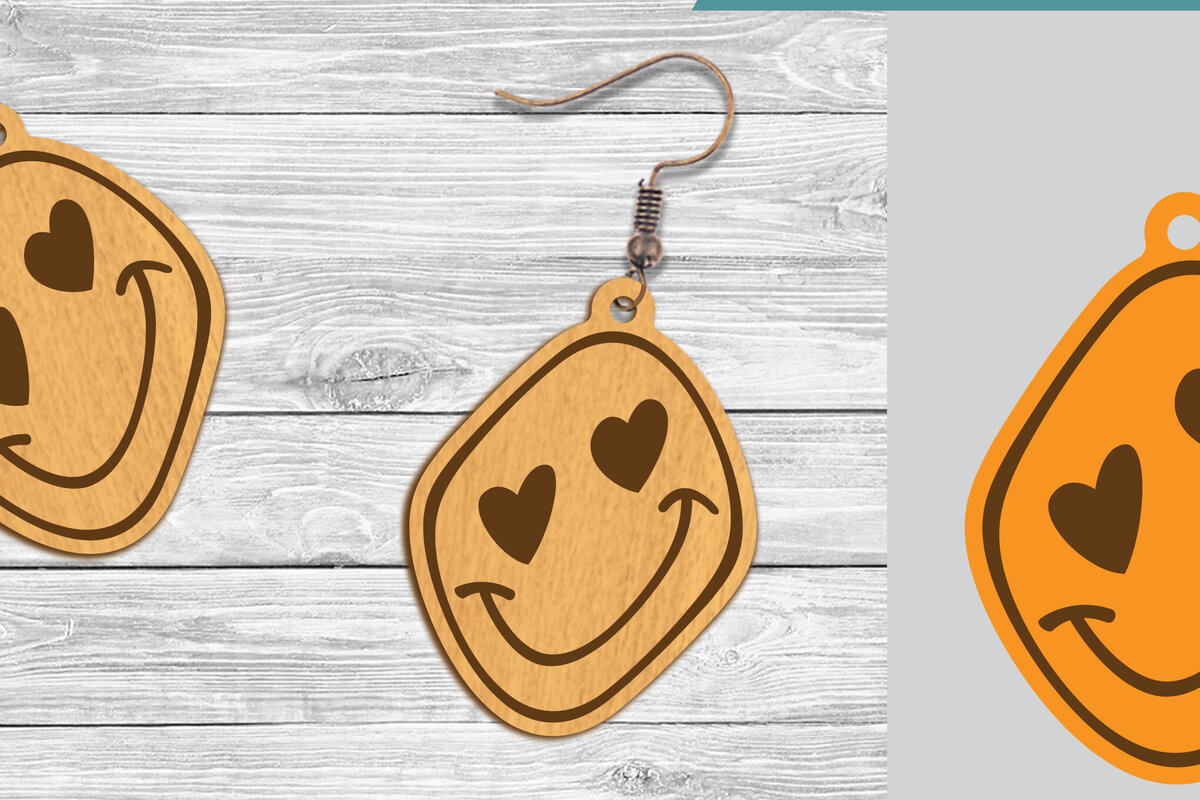 Σετ των 3 Intra απο ξύλο plywood 3mm-4mm πάχος – Σκουλαρίκια Smile Face 3 Δίασταση  5x5 cm INTRAFABR-104777472