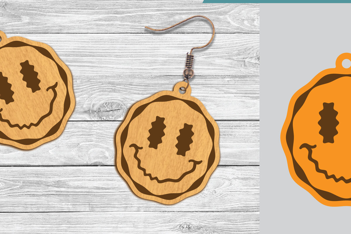 Σετ των 3 Intra απο ξύλο plywood 3mm-4mm πάχος – Σκουλαρίκια Smile Face 4 Δίασταση  5x5 cm INTRAFABR-104777514