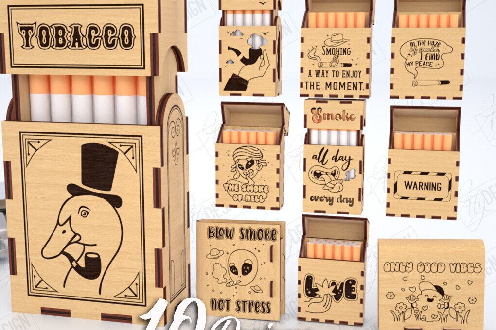 Σετ των 2 Intra απο ξύλο plywood 3mm-4mm πάχος – Smoking Storage Box Πακέτο κοπής με λέιζερ Δίασταση  20x20 cm INTRAFABR-120416753