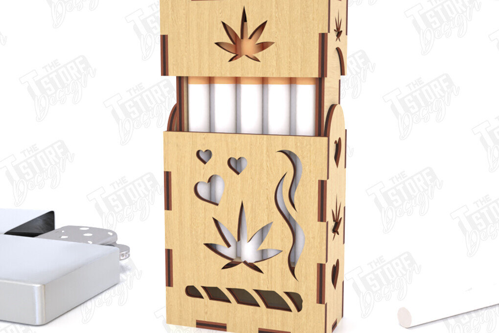 Σετ των 2 Intra απο ξύλο plywood 3mm-4mm πάχος – Κουτί αποθήκευσης καπνίσματος | Αρχείο CNC Δίασταση  20x20 cm INTRAFABR-120417402