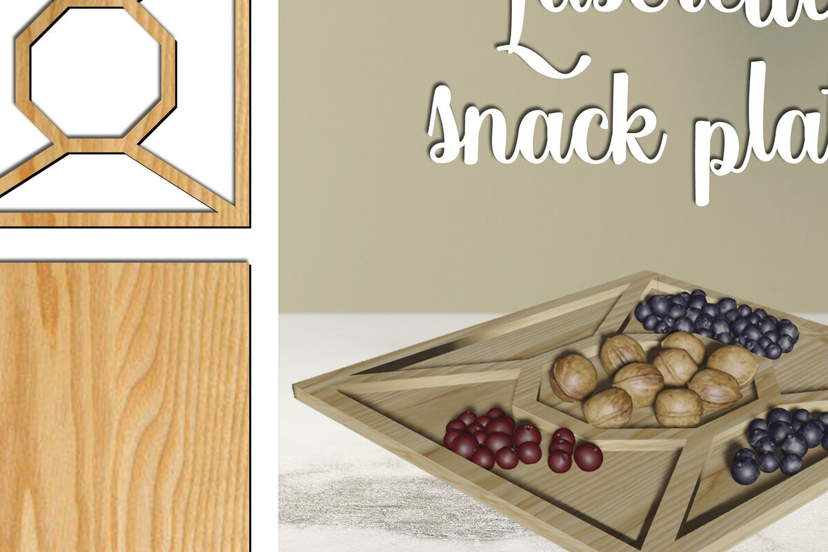 Σετ των 2 Intra απο ξύλο plywood 3mm-4mm πάχος – Πιάτα σνακ Δίασταση  20x20 cm INTRAFABR-79220581