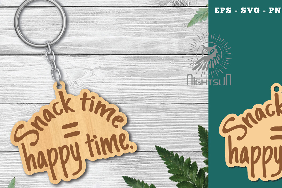 Σετ των 2 Intra απο ξύλο plywood 3mm-4mm πάχος – Snack Time, Happy Time Δίασταση  20x20 cm INTRAFABR-118402811