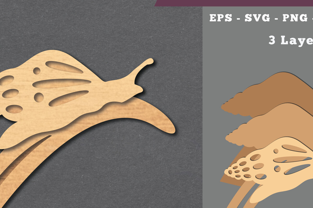 Σετ των 2 Intra απο ξύλο plywood 3mm-4mm πάχος – Σαλιγκάρι σε φύλλο Διακόσμηση κοπής με λέιζερ Δίασταση  20x20 cm INTRAFABR-112075066