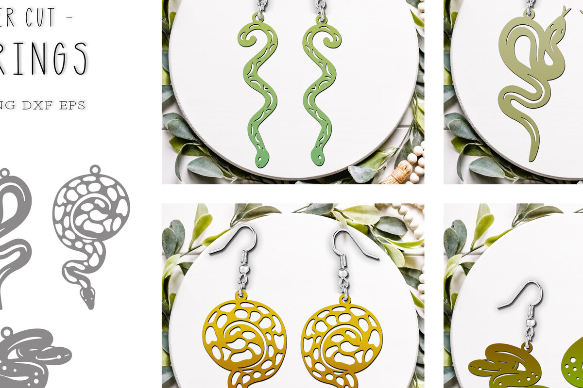 Σετ των 3 Intra απο ξύλο plywood 3mm-4mm πάχος – Snake Animal EarringsSet Δίασταση  5x5 cm INTRAFABR-120848069