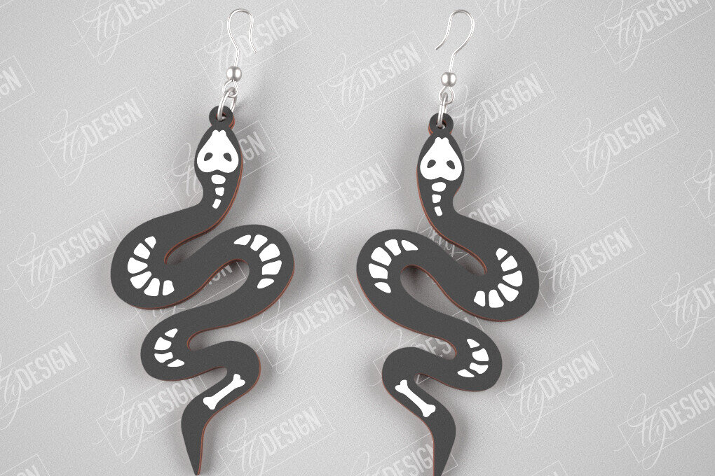 Σετ των 3 Intra απο ξύλο plywood 3mm-4mm πάχος – Σκουλαρίκια Snake Skeleton | Κοσμήματα | CNC Δίασταση  5x5 cm INTRAFABR-105271519