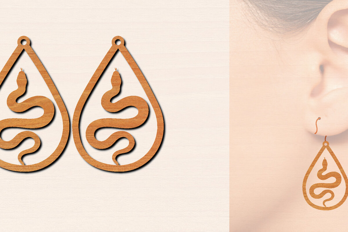 Σετ των 3 Intra απο ξύλο plywood 3mm-4mm πάχος – Ξύλινα σκουλαρίκια Snake Δίασταση  5x5 cm INTRAFABR-100326409