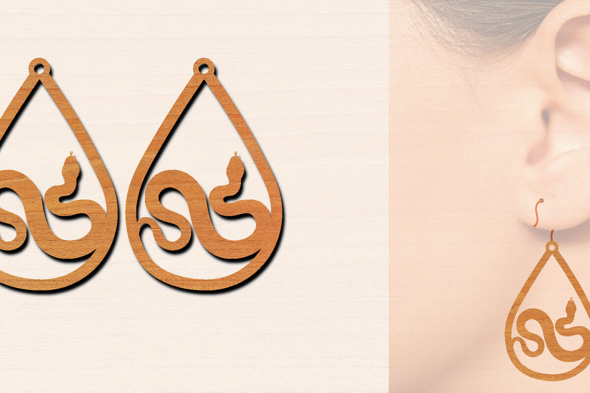 Σετ των 3 Intra απο ξύλο plywood 3mm-4mm πάχος – Ξύλινα σκουλαρίκια Snake Δίασταση  5x5 cm INTRAFABR-100326452