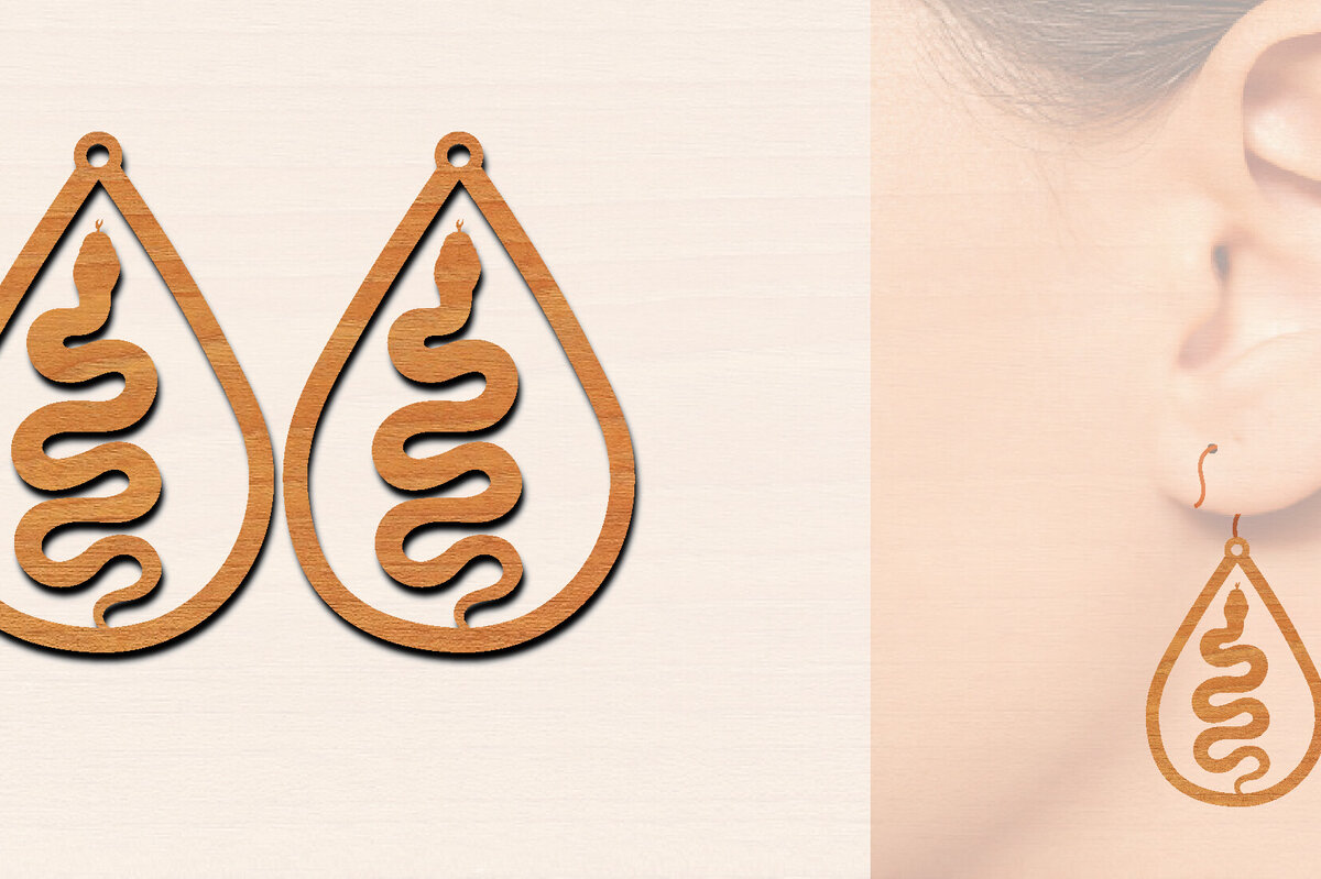 Σετ των 3 Intra απο ξύλο plywood 3mm-4mm πάχος – Ξύλινα σκουλαρίκια Snake Δίασταση  5x5 cm INTRAFABR-100326348