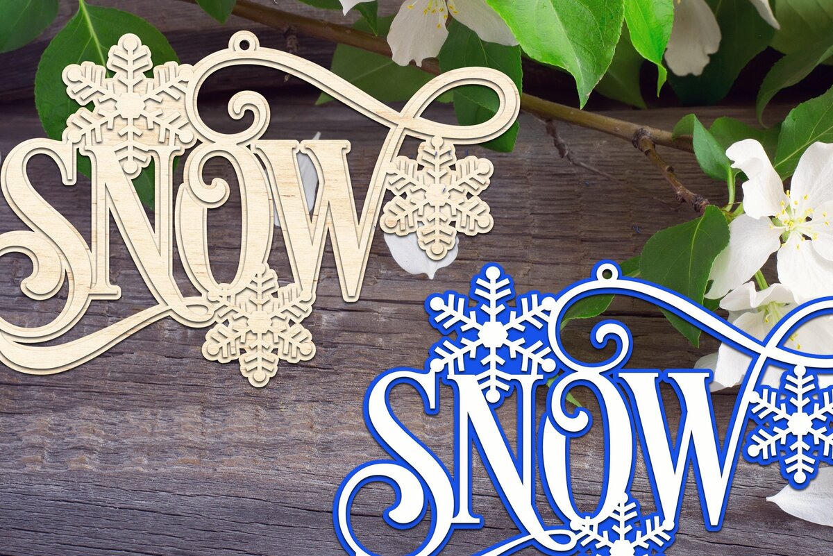 Σετ των 2 Intra απο ξύλο plywood 3mm-4mm πάχος – Χριστουγεννιάτικο στολίδι χιονιού Δίασταση  20x20 cm INTRAFABR-33524573