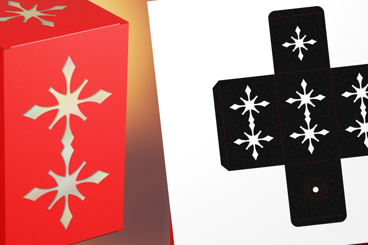 Σετ των 2 Intra απο ξύλο plywood 3mm-4mm πάχος – Snow Crystal 1 Tea Light Lantern Δίασταση  20x20 cm INTRAFABR-108348154